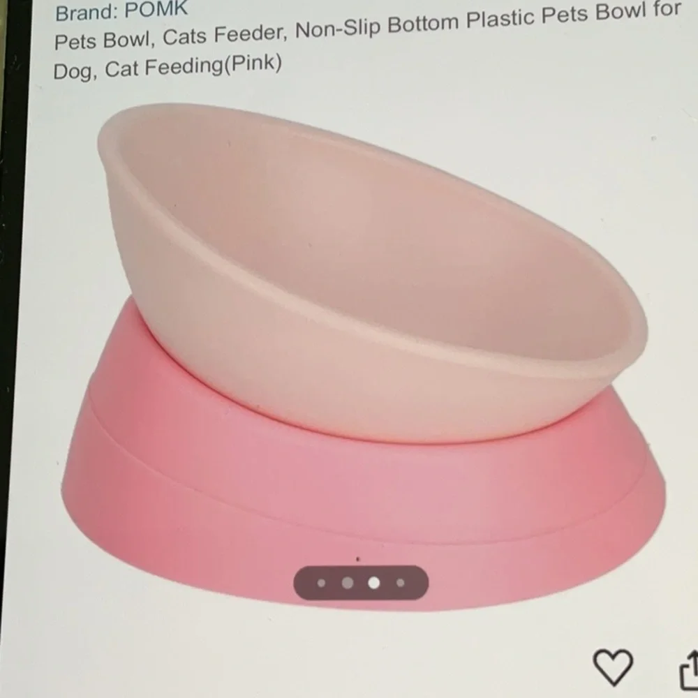 Pet Bowl, Cat/Dog feeder, Non-Slip Bottom Plastic Pet Bowl Pink in Color